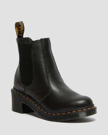 Dr Martens Cadence Leren Hak Laarsjes Dames Zwart | NL 646JPQ